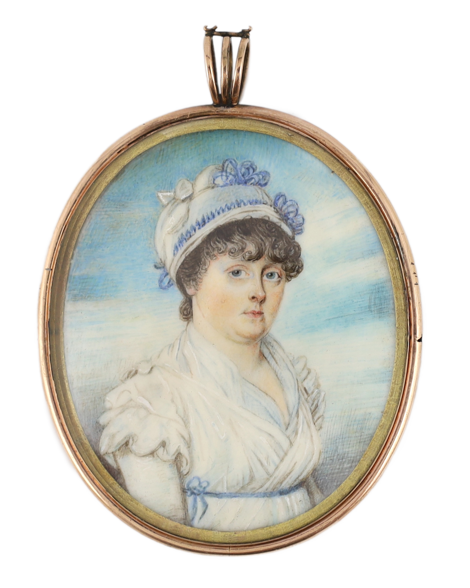 Continental School circa 1830, Portrait miniature of a lady, watercolour on ivory, 6 x 5cm. CITES Submission reference 8MBWZEEH